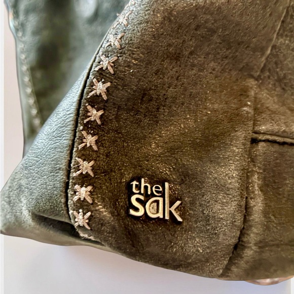 The Sak Gray Suede Shoulder Bag with Woven Design - Picture 6 of 6